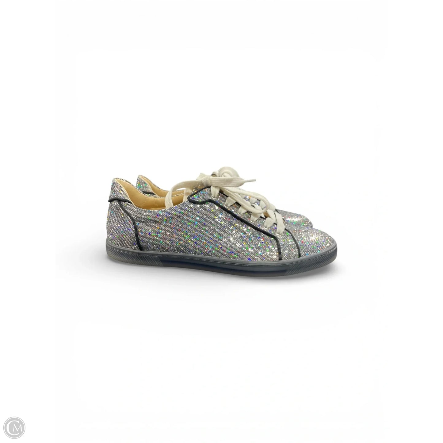 Shoes Luxury Designer By Christian Louboutin In Silver, Size: 11