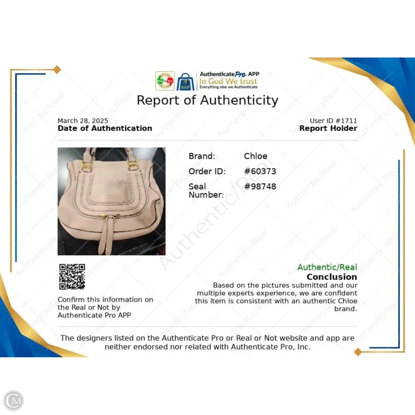 Handbag Luxury Designer By Chloe, Size: Large