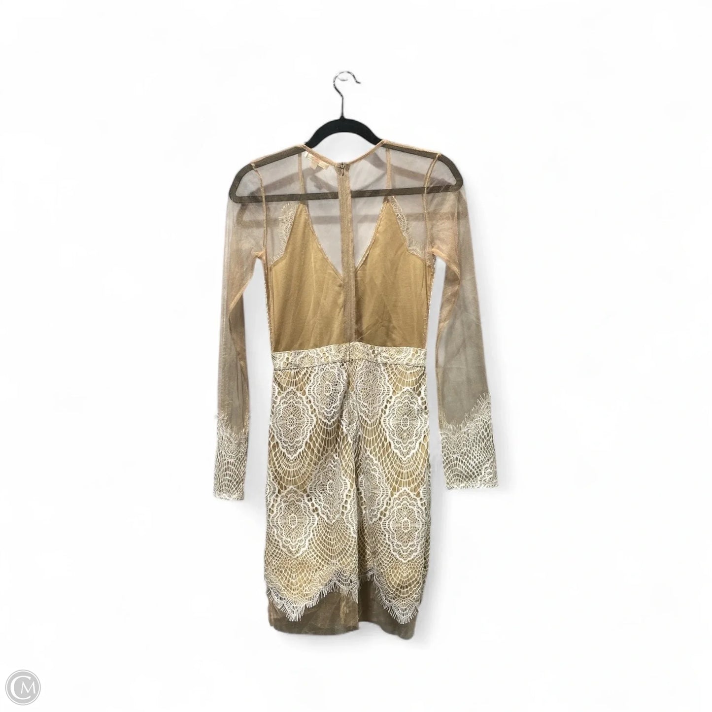 Dress Party Midi By Clothes Mentor In Tan & White, Size: M