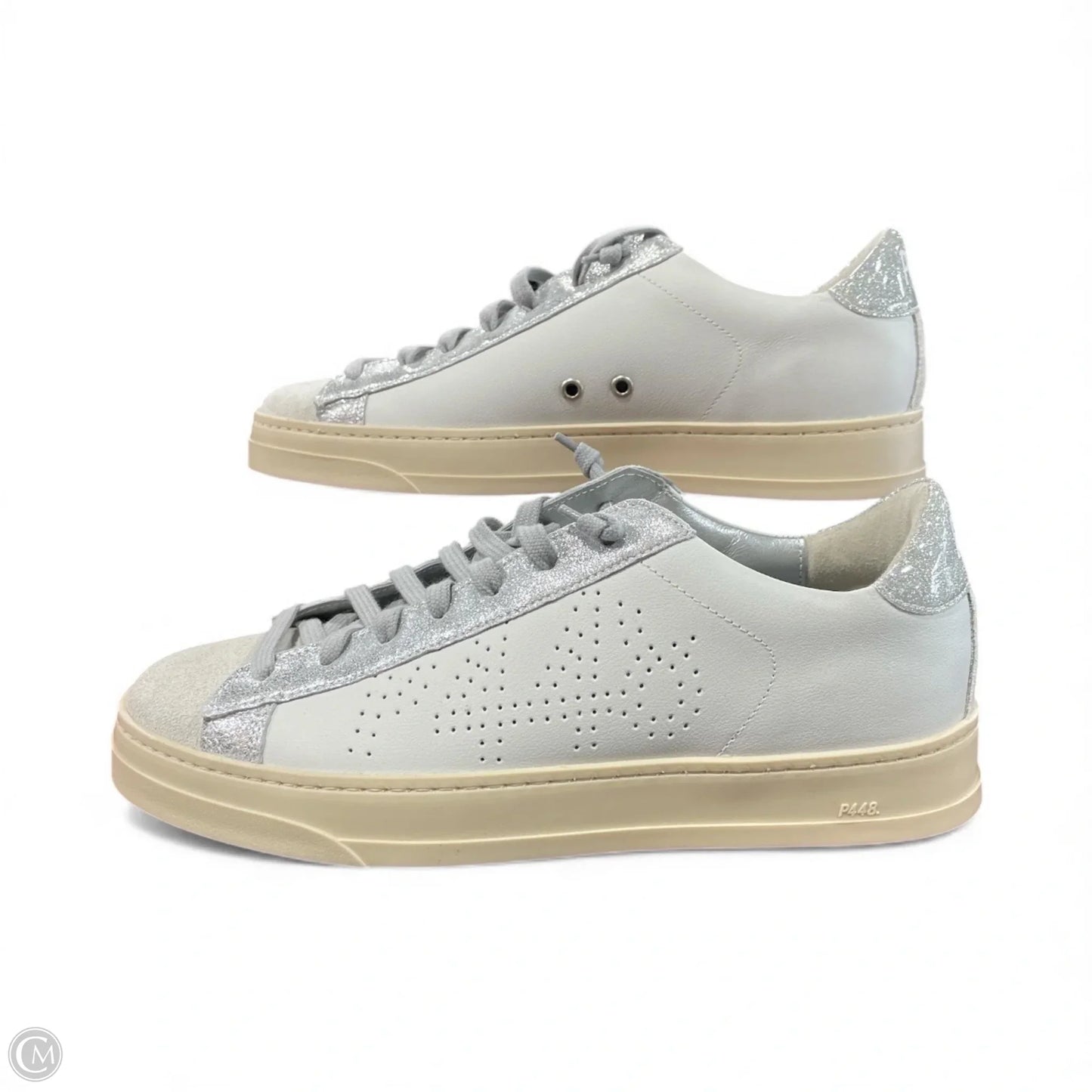 Shoes Sneakers By P448 In Silver & White, Size: 9