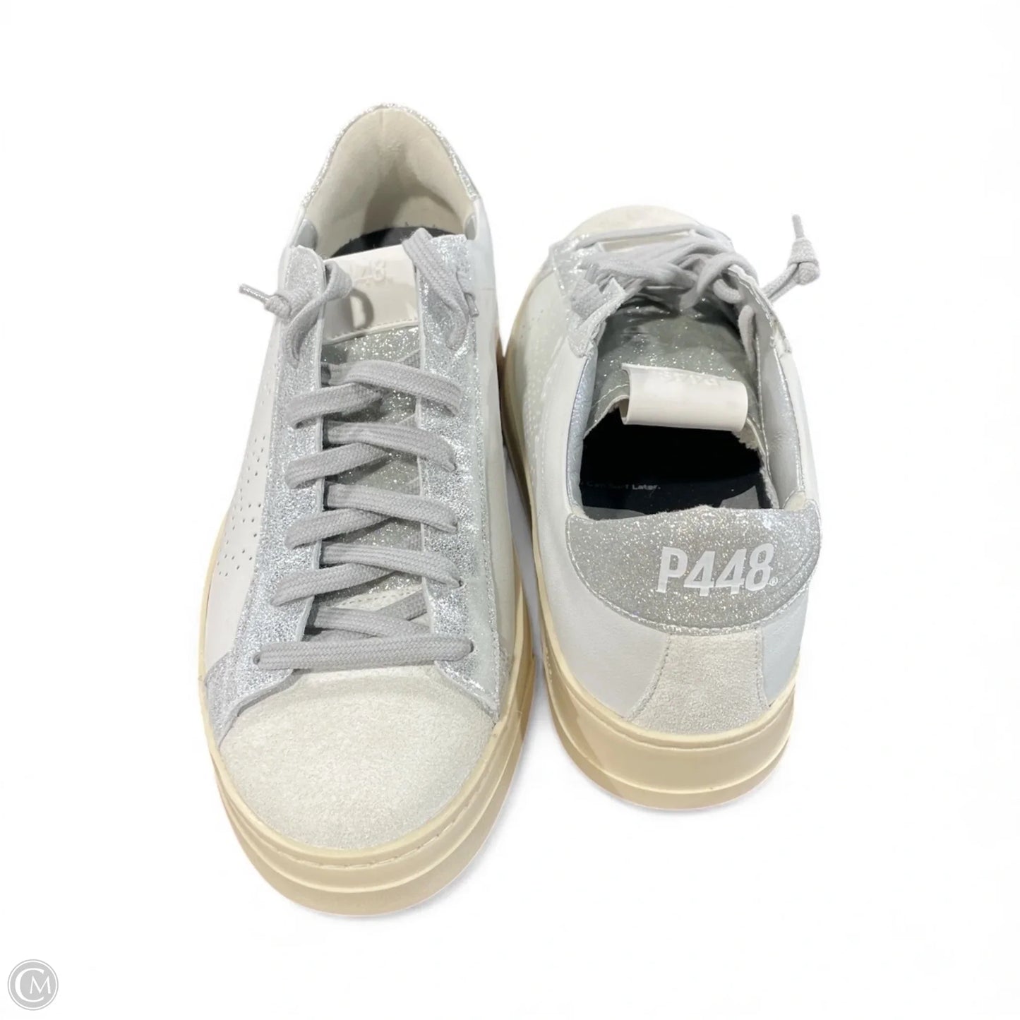Shoes Sneakers By P448 In Silver & White, Size: 9
