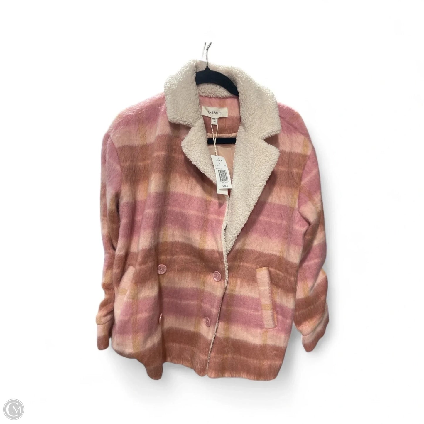 Coat Faux Fur & Sherpa By Lspace In Plaid Pattern, Size: S