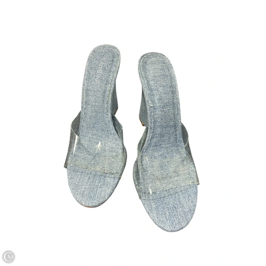 Sandals Heels Wedge By Bamboo In Blue Denim, Size: 8