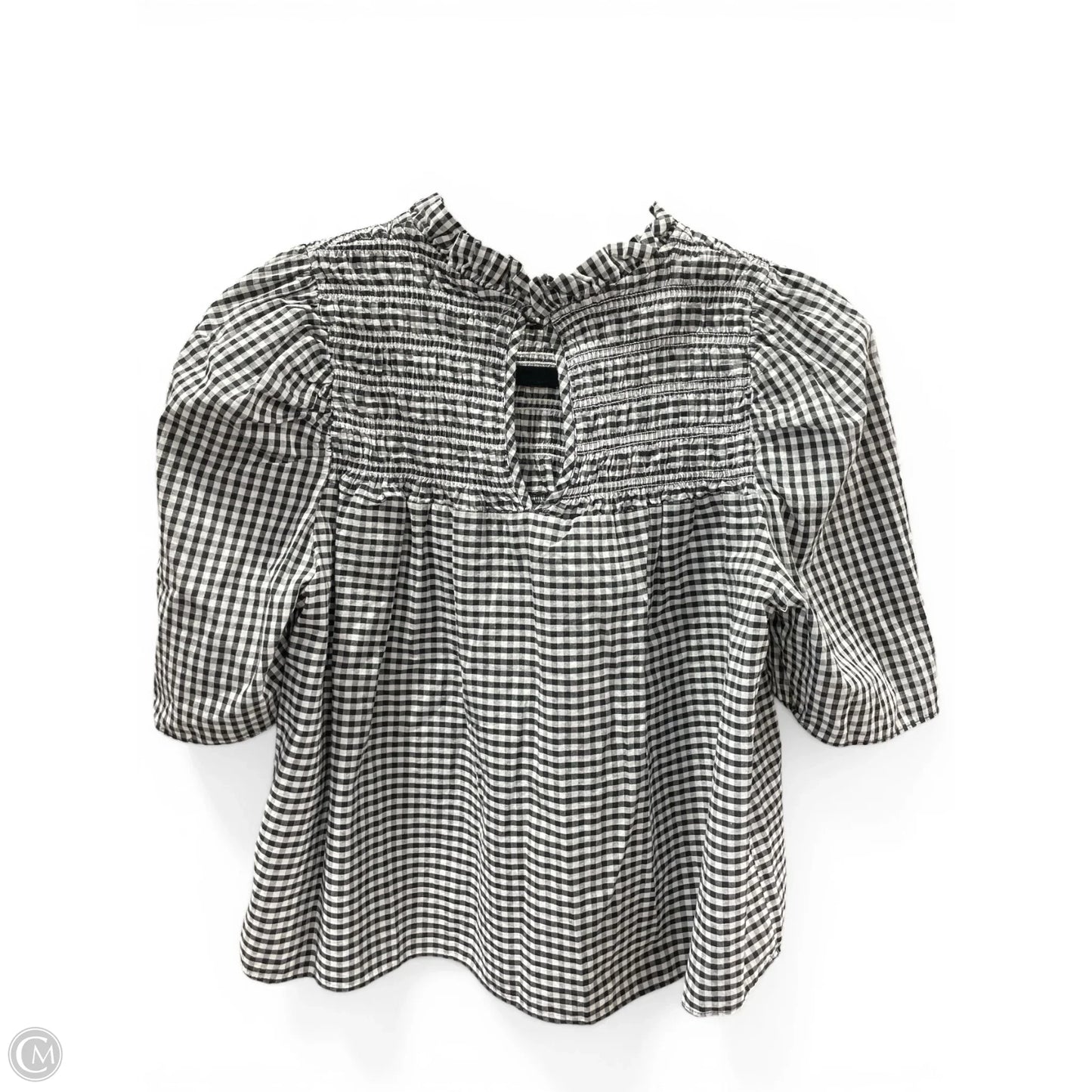 Blouse Short Sleeve By En Saison In Checkered Pattern, Size: Xs