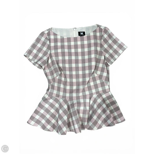 Blouse Short Sleeve By Clothes Mentor In Plaid Pattern, Size: 2