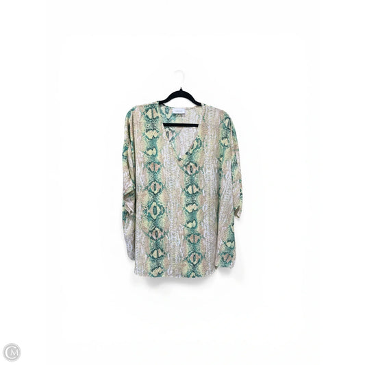 Blouse Short Sleeve By Adrienne In Snakeskin Print, Size: S