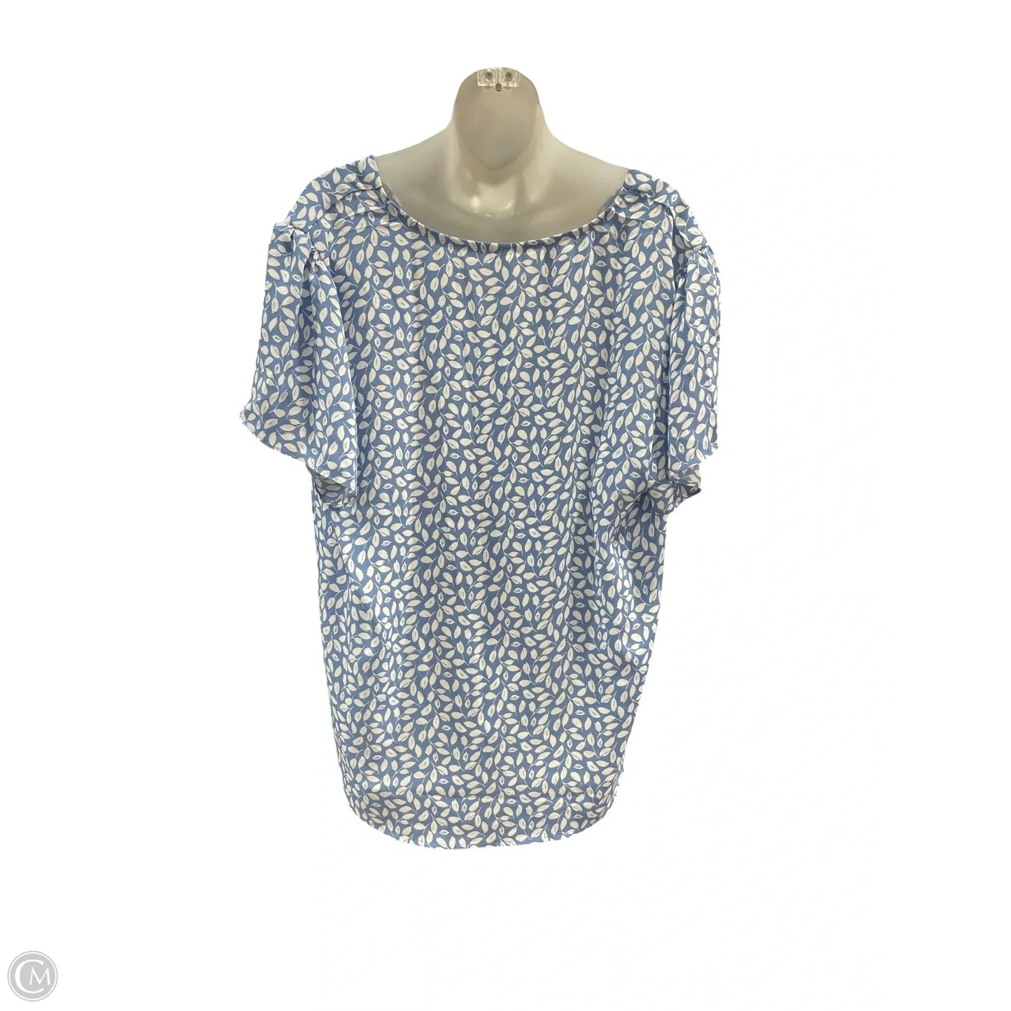 Blouse Short Sleeve By Clothes Mentor In Blue & White, Size: 1x