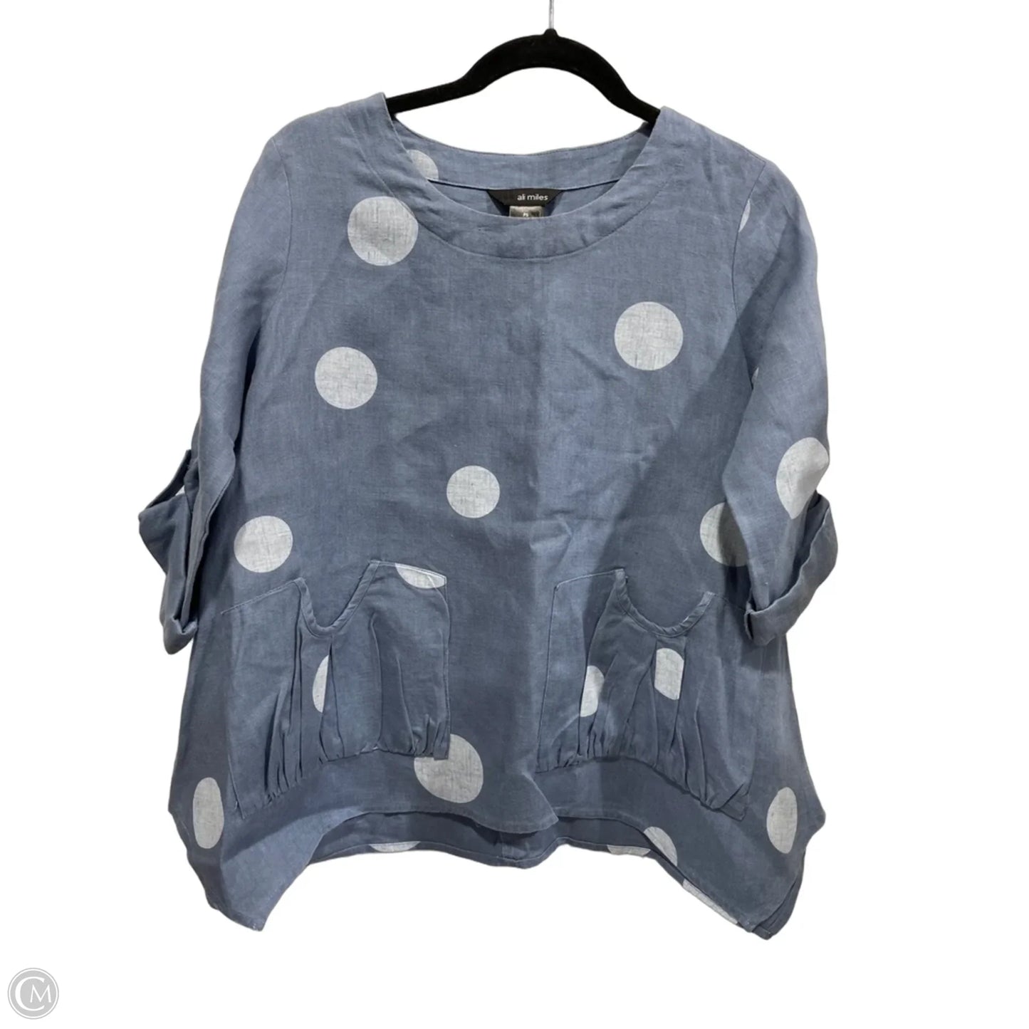 Top 3/4 Sleeve By Ali Miles In Polkadot Pattern, Size: Sp