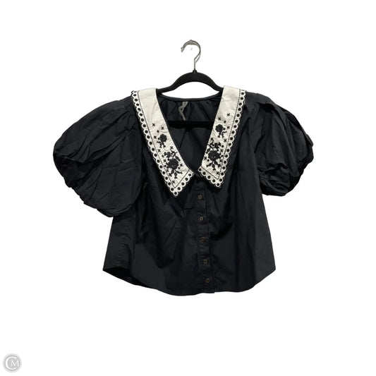 Blouse Short Sleeve By Anthropologie In Black & White, Size: S