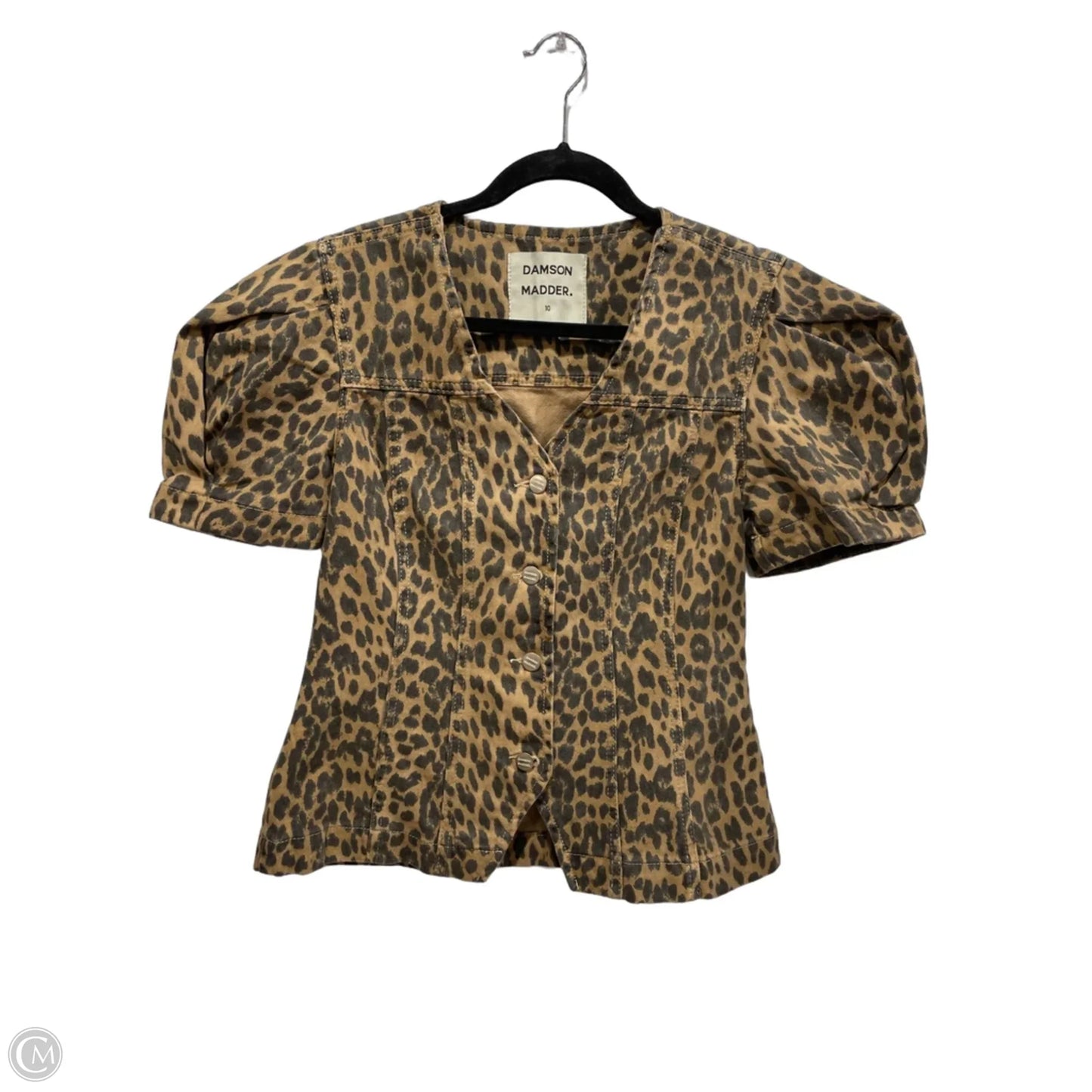 Blouse Short Sleeve By Clothes Mentor In Animal Print, Size: 10