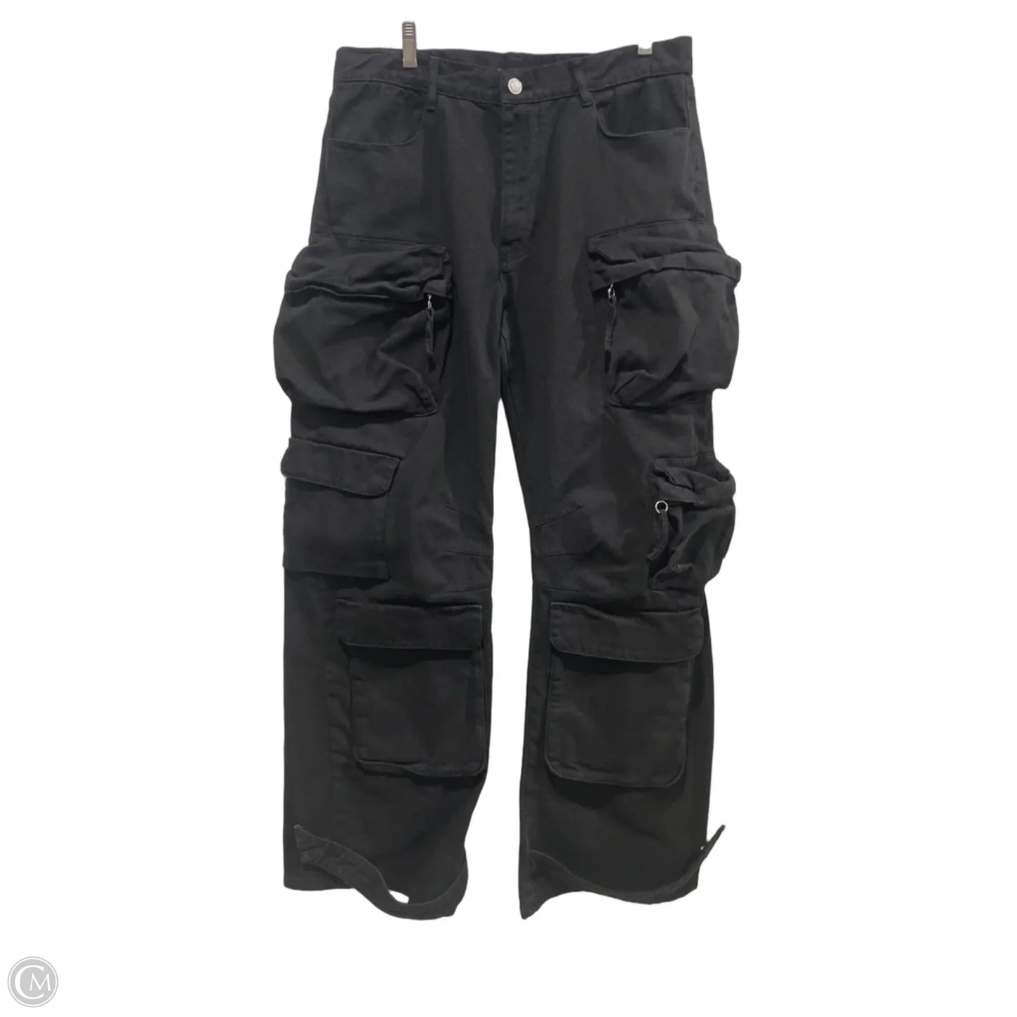 Jeans Wide Leg By Zara In Black Denim, Size: Xl