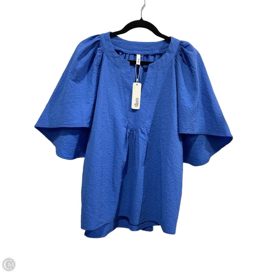 Blouse Short Sleeve By Glam In Blue, Size: L