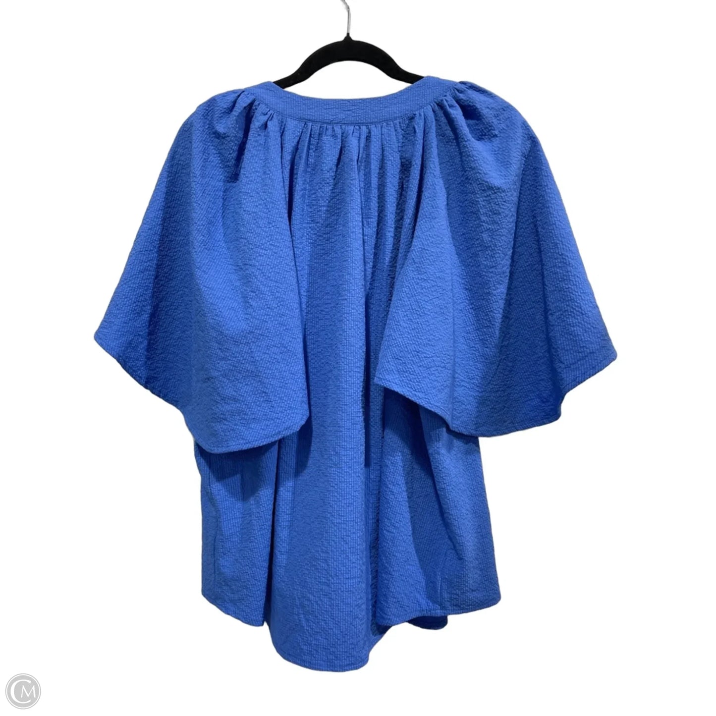 Blouse Short Sleeve By Glam In Blue, Size: L