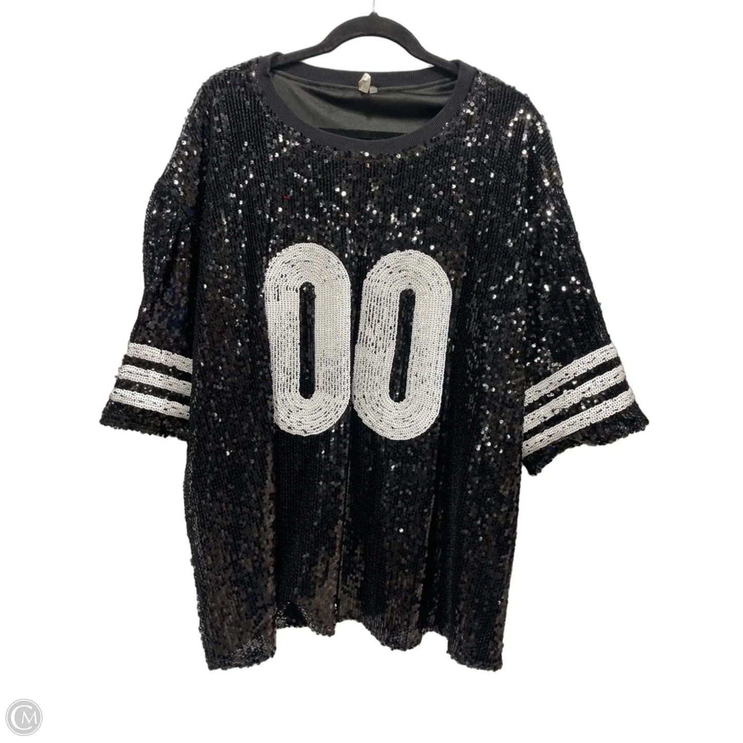 Blouse Short Sleeve By Cato In Black & White, Size: 1x