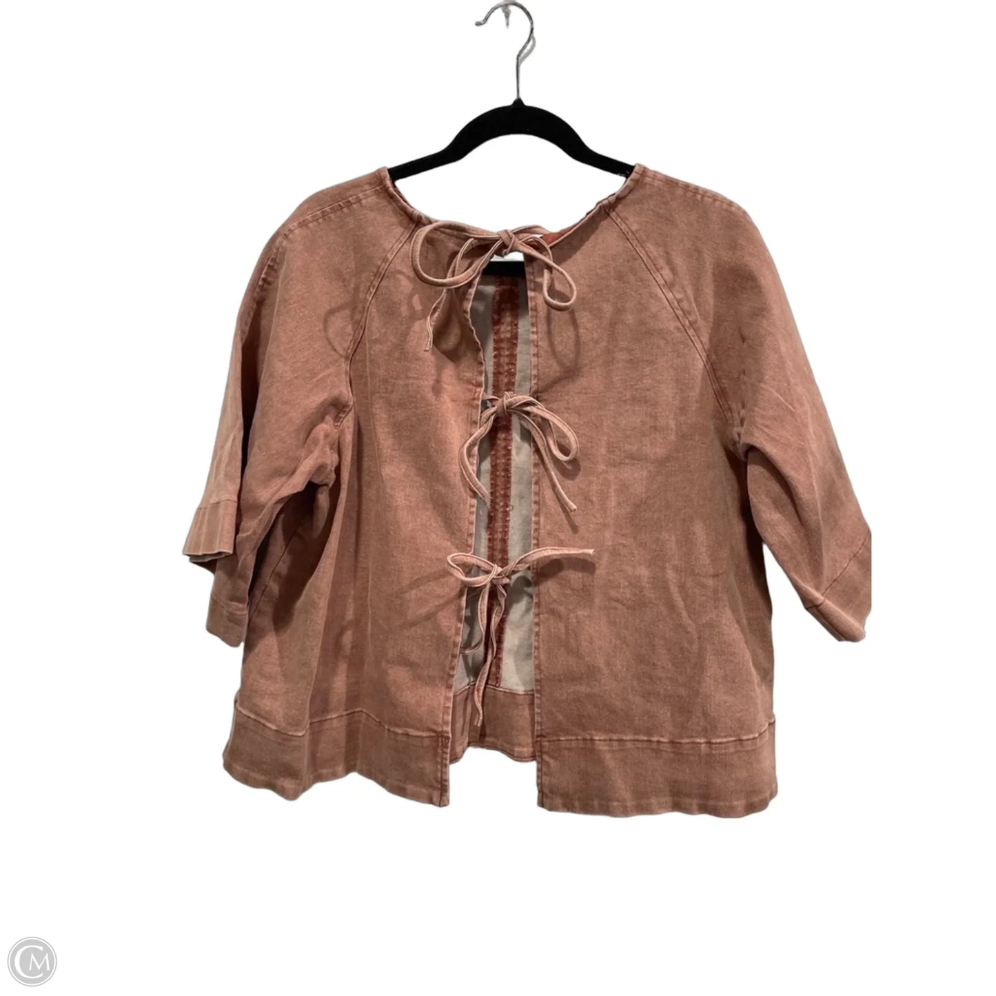 Top 3/4 Sleeve By Anniewear In Red Denim, Size: Xl