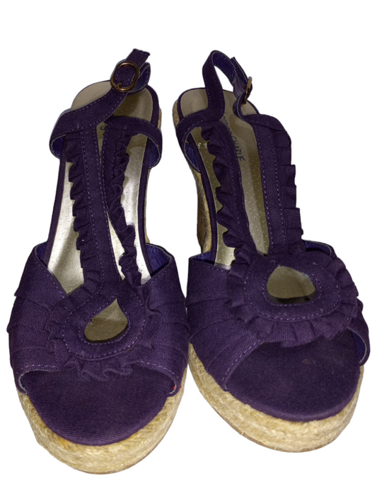 Purple Sandals Heels Wedge Charming Charlie, Size 6.5