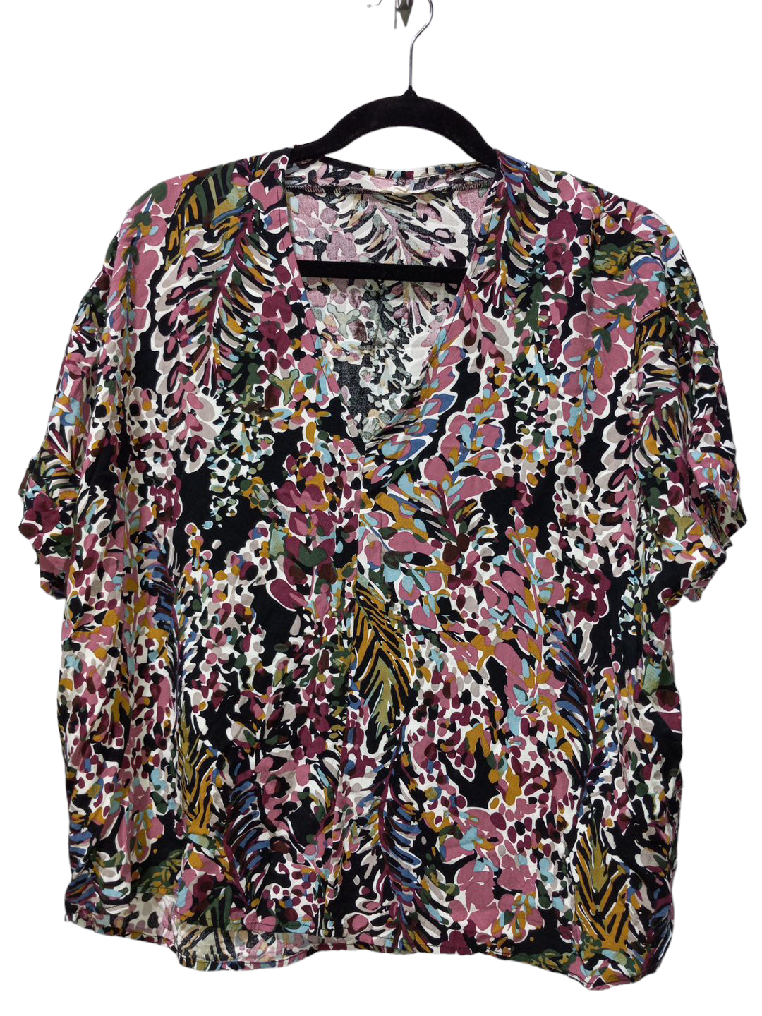 Floral Print Blouse Short Sleeve Jodifl, Size S