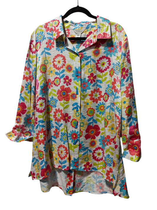 Blouse 3/4 Sleeve By Multiples In Floral Print, Size: Xl