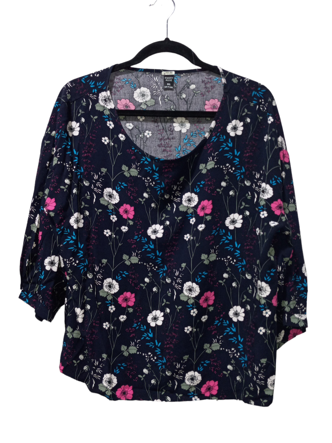 Floral Print Blouse 3/4 Sleeve Clothes Mentor, Size Xxl