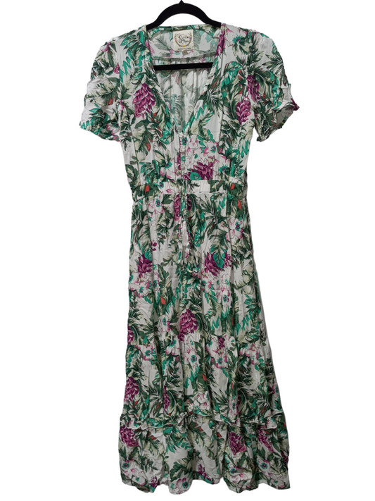 Floral Print Dress Casual Maxi Sunday, Size Xs