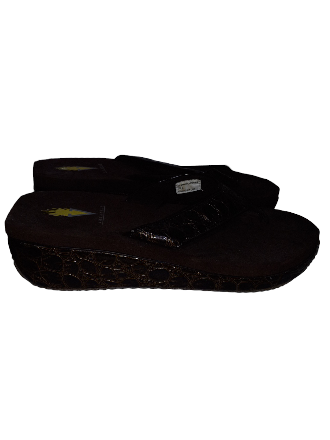 Brown Sandals Flip Flops Volatile, Size 8