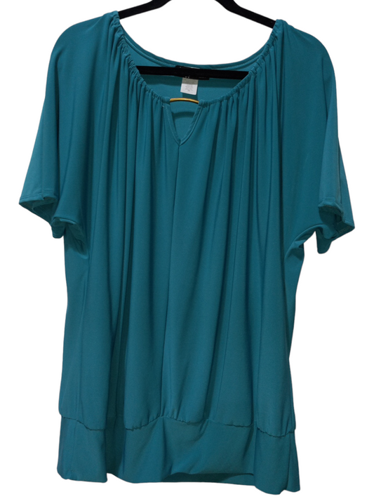 Blue Blouse Short Sleeve Acw Design, Size 3x