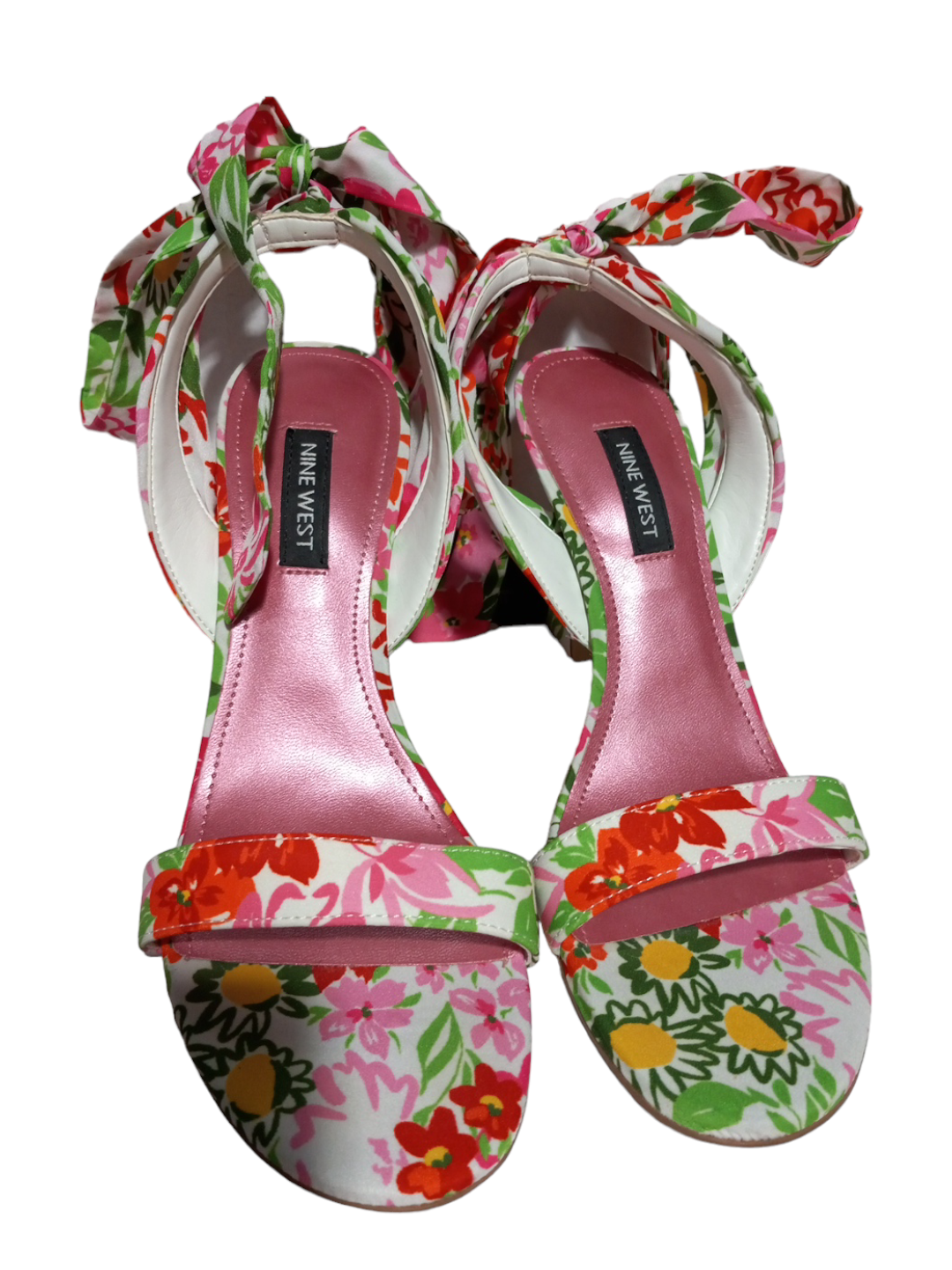 Floral Print Sandals Heels Block Nine West, Size 6.5