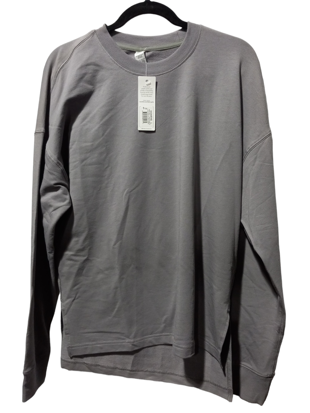 Grey Athletic Top Long Sleeve Crewneck Clothes Mentor, Size L