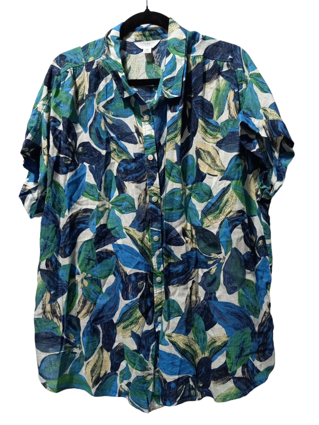 Tropical Print Top Short Sleeve Time And Tru, Size 2x