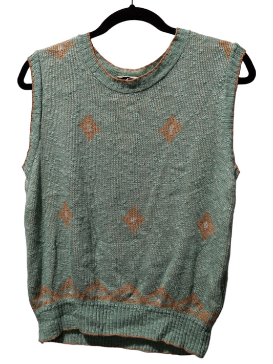 Vest Sweater By Clothes Mentor In Blue & Tan, Size: M