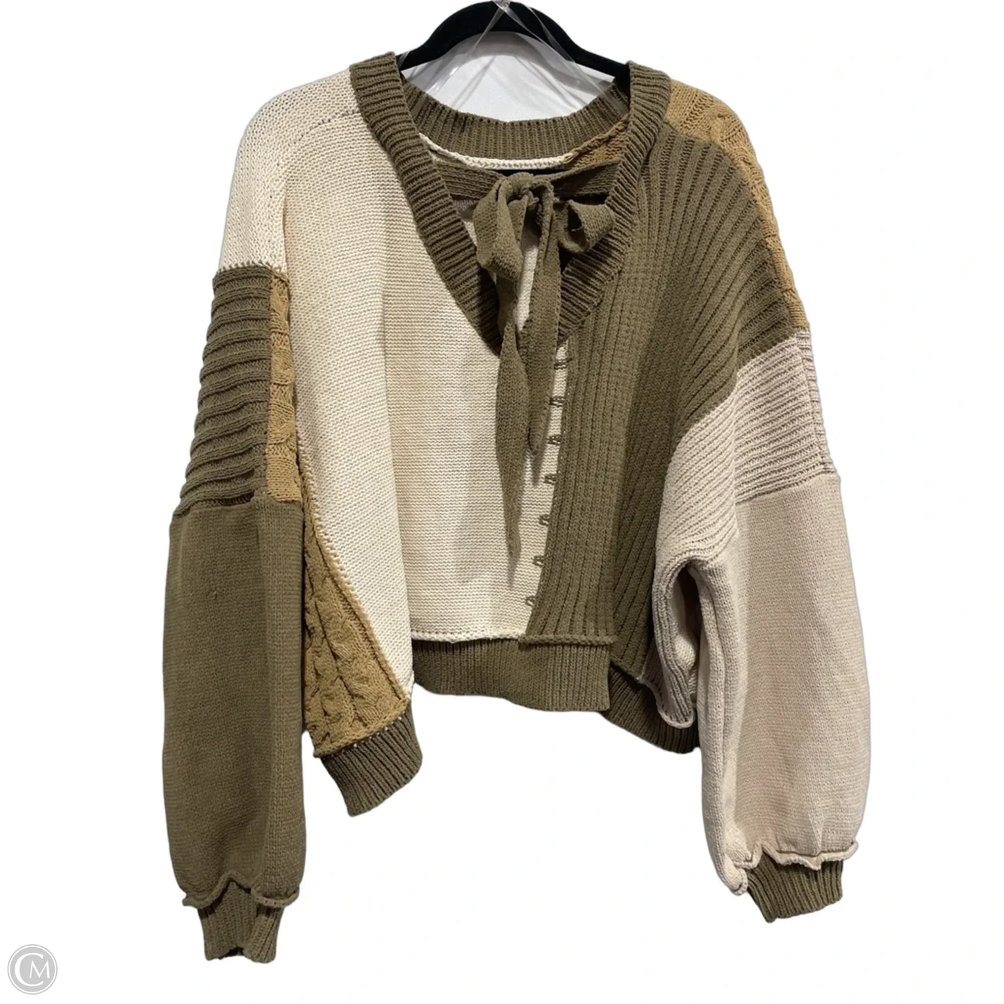 Sweater By Clothes Mentor In Cream & Green, Size: L