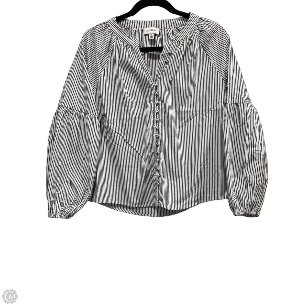 Top Long Sleeve By Evereve In Black & White, Size: S