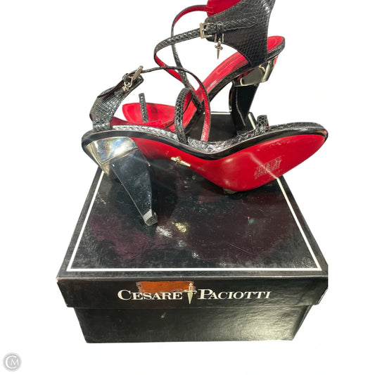 Shoes Designer By Cesare Paciotti In Black & Silver, Size: 7