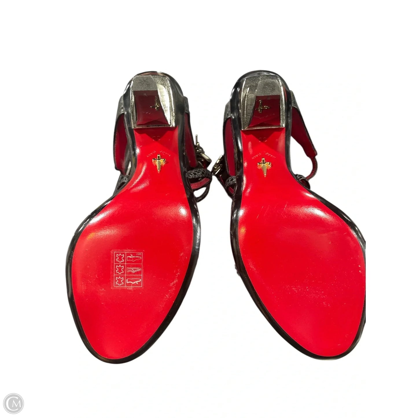 Shoes Designer By Cesare Paciotti In Black & Silver, Size: 7