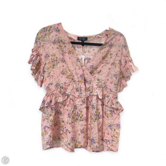 Blouse Short Sleeve By Jessica Simpson In Floral Print, Size: S