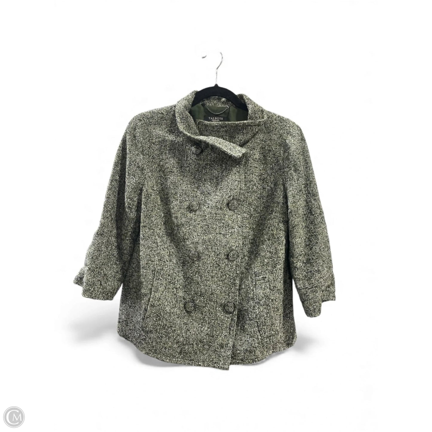 Coat Wool By Talbots In Green & Grey, Size: 8p