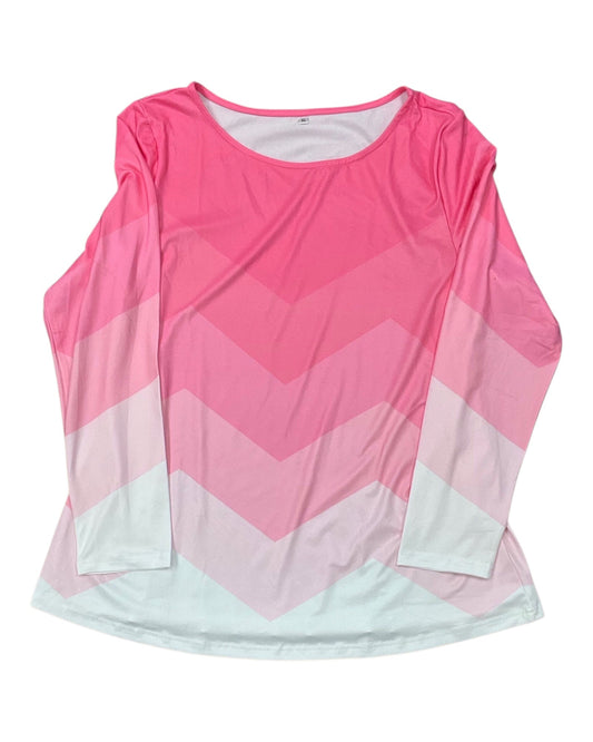 Top Ls By Clothes Mentor In Pink & White, Size:Xl