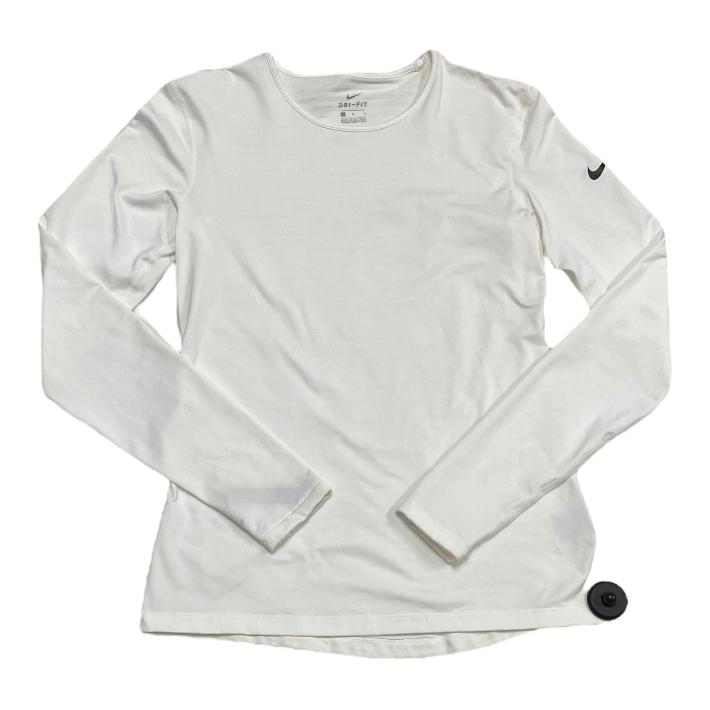 White Athletic Top Long Sleeve Crewneck Nike Apparel, Size L