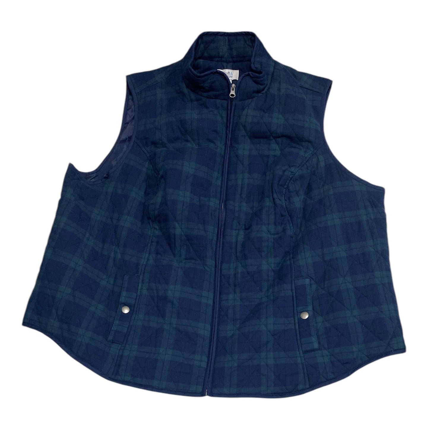 Vest Puffer & Quilted By Croft And Barrow In Blue & Green, Size: 3x