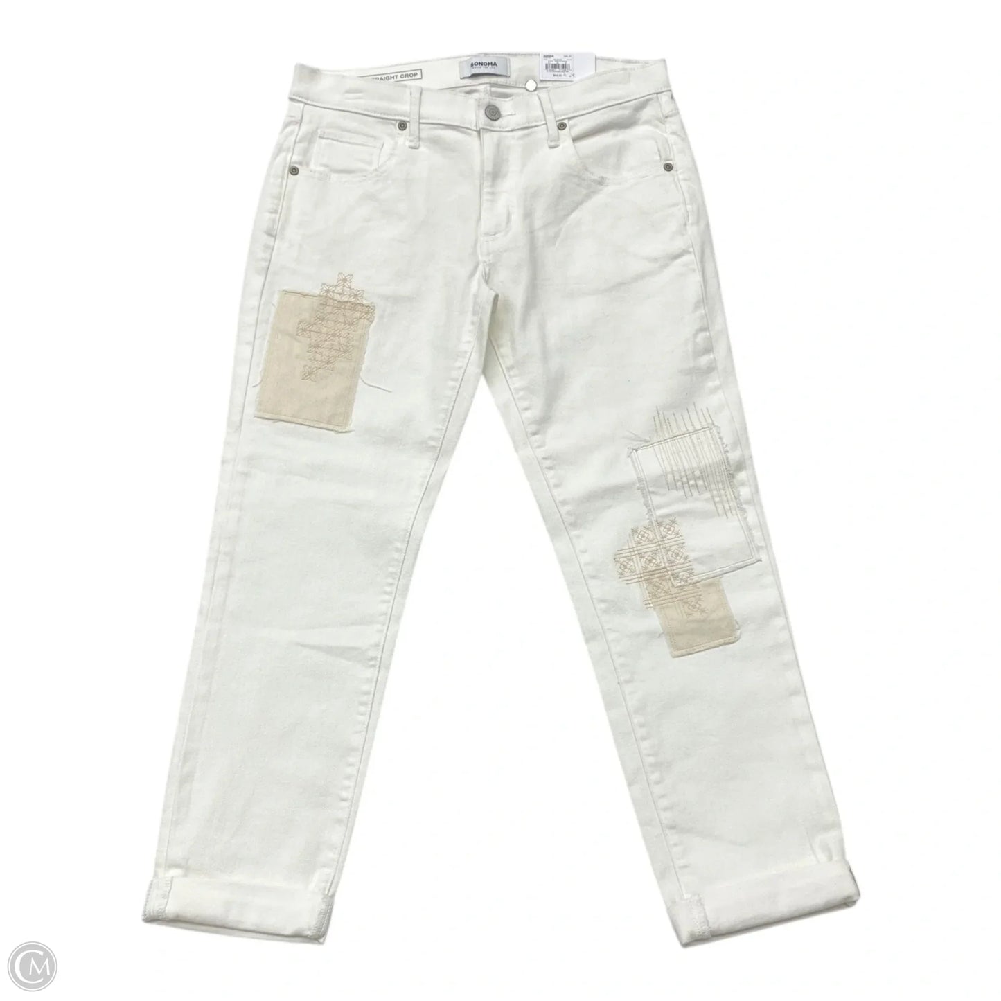 Jeans Cropped By Sonoma In White Denim, Size: 4