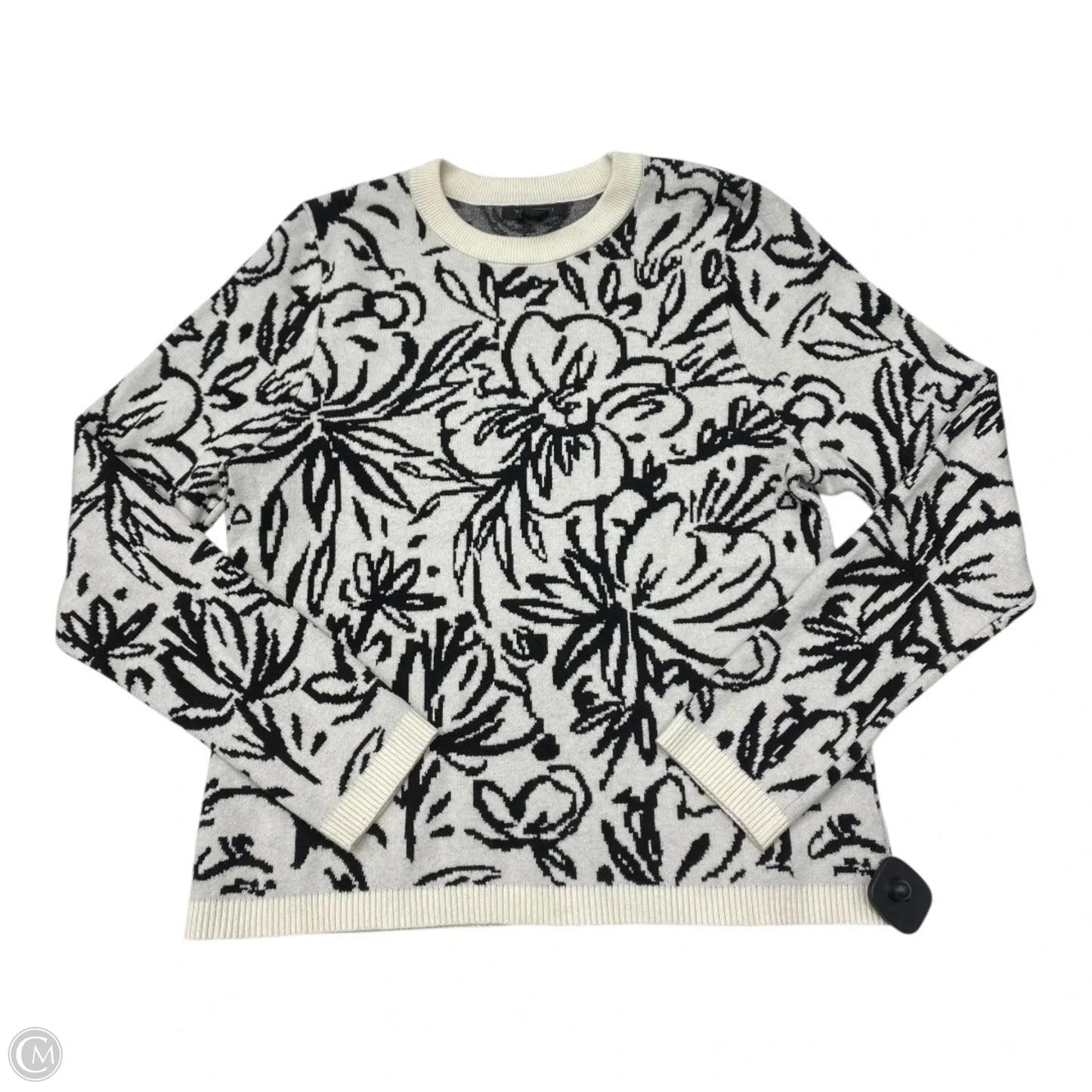 Sweater By Tahari In Black & White, Size: Xl