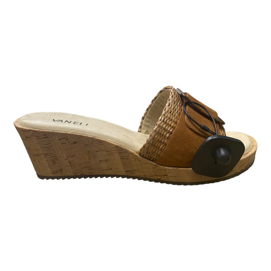 Tan Sandals Heels Wedge Vaneli, Size 9.5