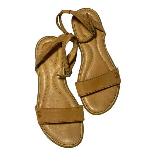 Tan Sandals Flats Born, Size 7