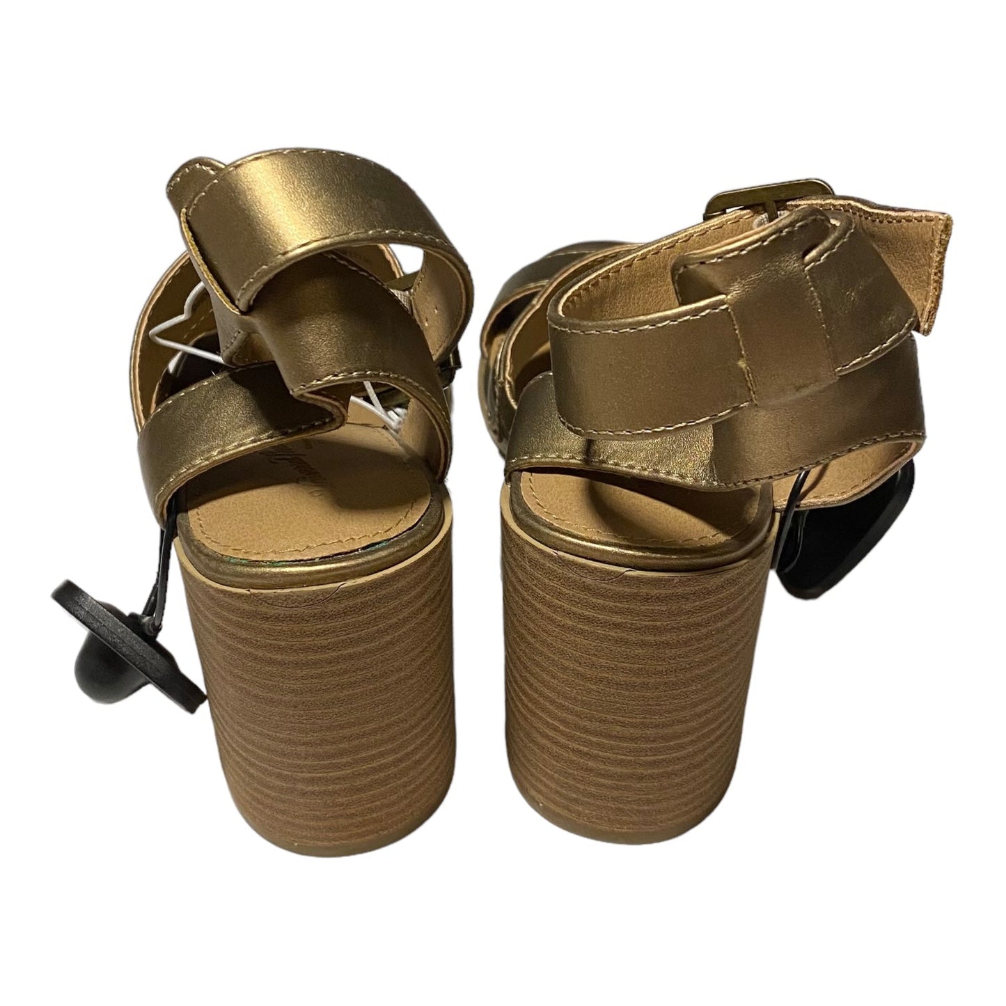 Gold Sandals Heels Block Universal Thread, Size 6