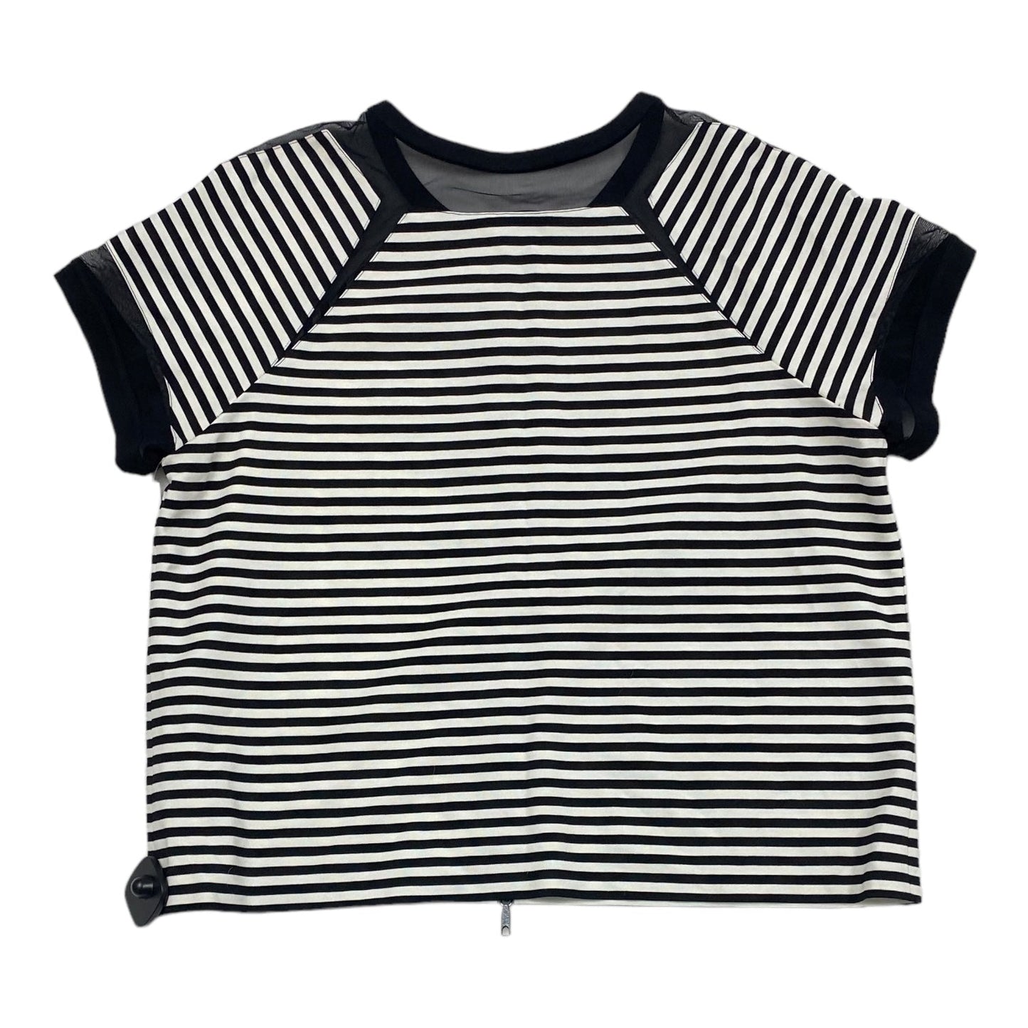 Striped Pattern Top Short Sleeve Designer Lafayette 148, Size Xl