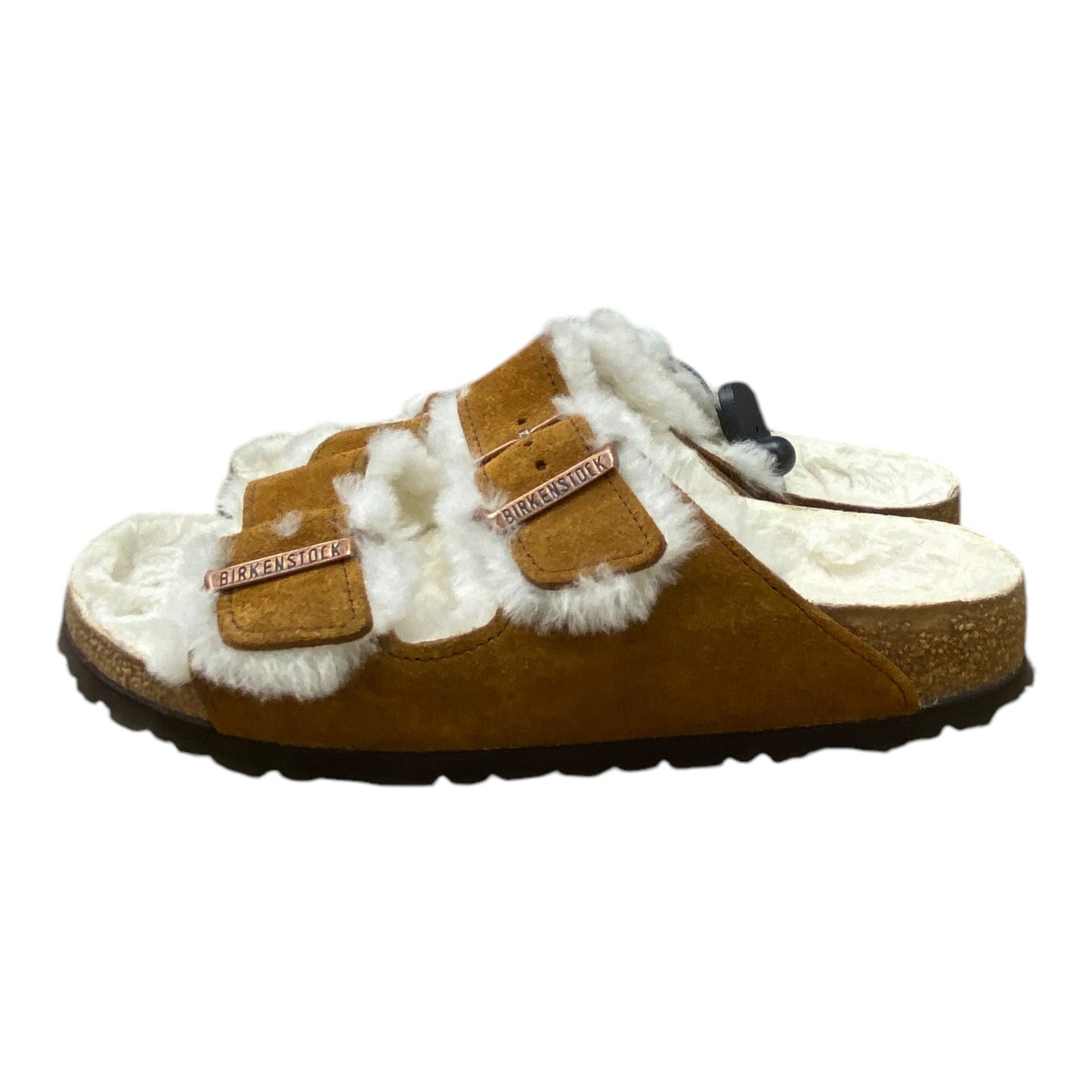 Sandals Flats By Birkenstock In Brown & White, Size: 8