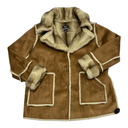 Coat Faux Fur & Sherpa By Dennis Basso Qvc In Brown, Size: 1x