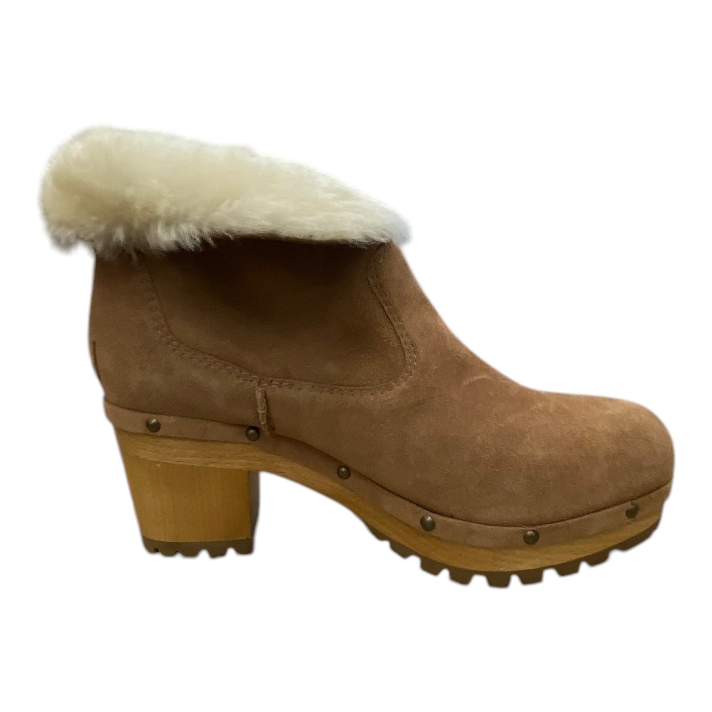 Boots Ankle Heels By Ugg In Brown, Size: 10