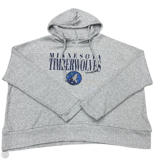 Athletic Top Long Sleeve Hoodie By Concepts In Blue & Grey, Size: Xxl