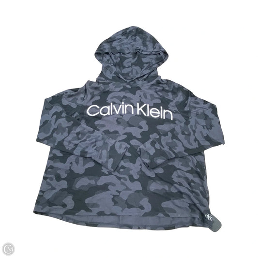 Athletic Top Long Sleeve Hoodie By Calvin Klein In Camouflage Print, Size: M